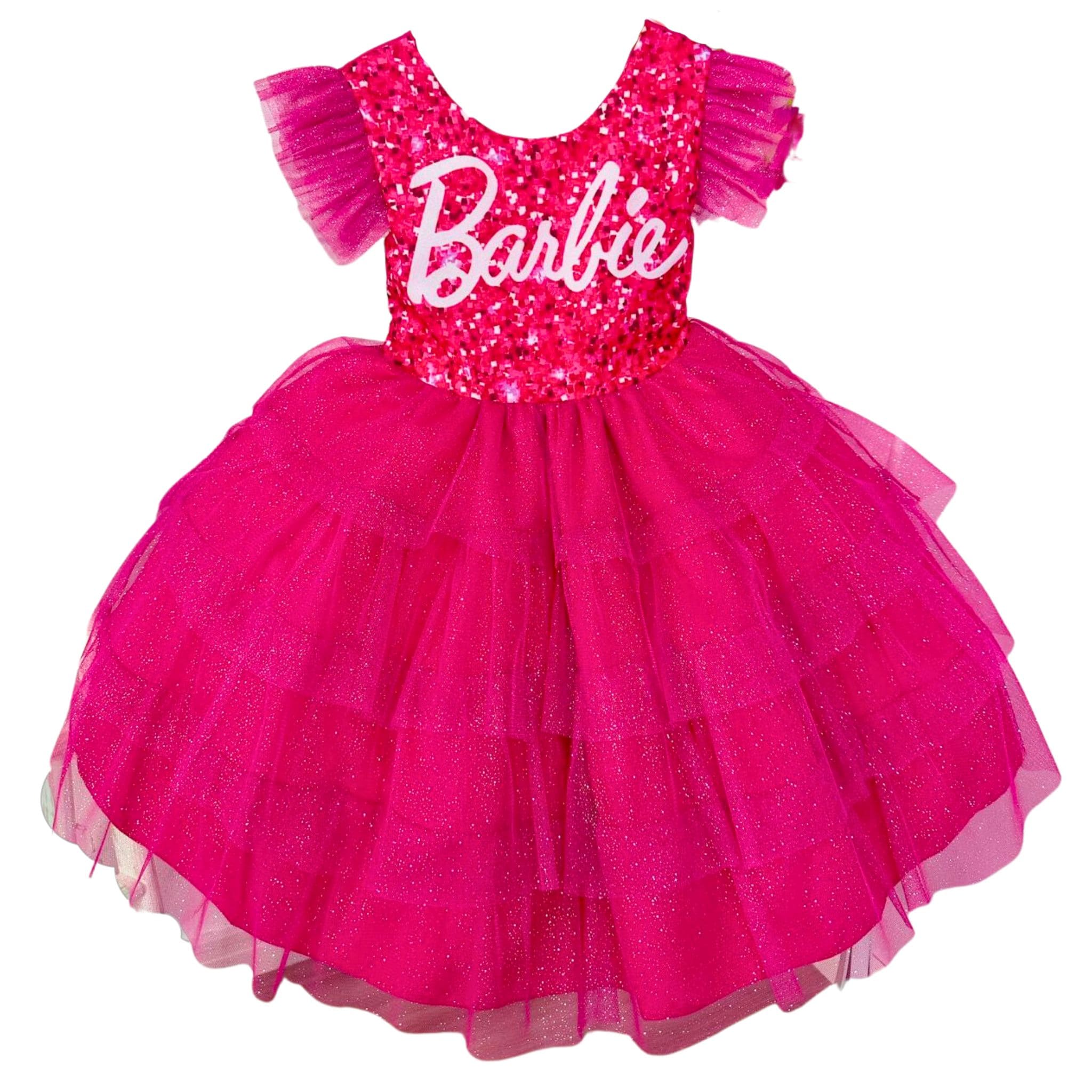 Vestido infantil de Festa para Tema Barbie Luxo