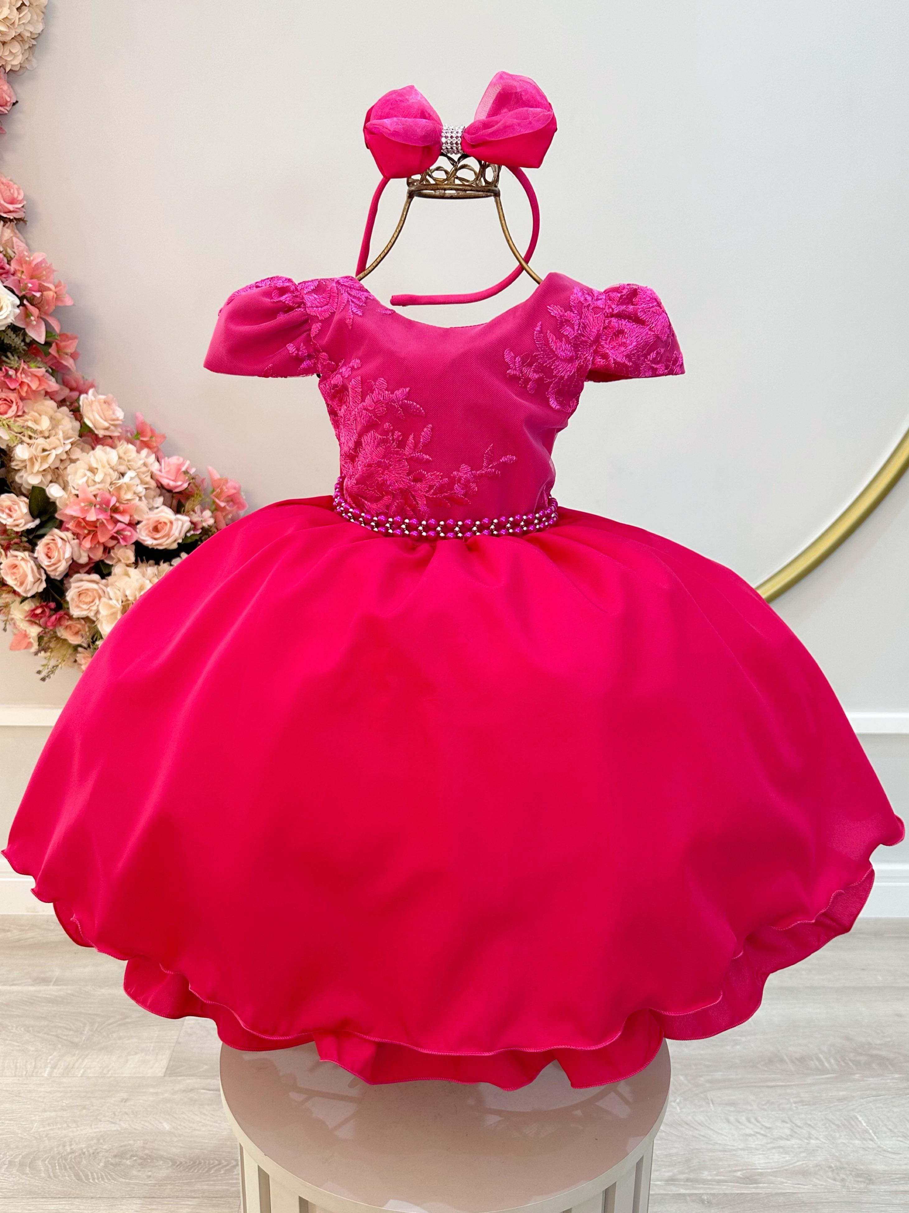 Vestido de Festa Infantil Rosa Chiclete Pink