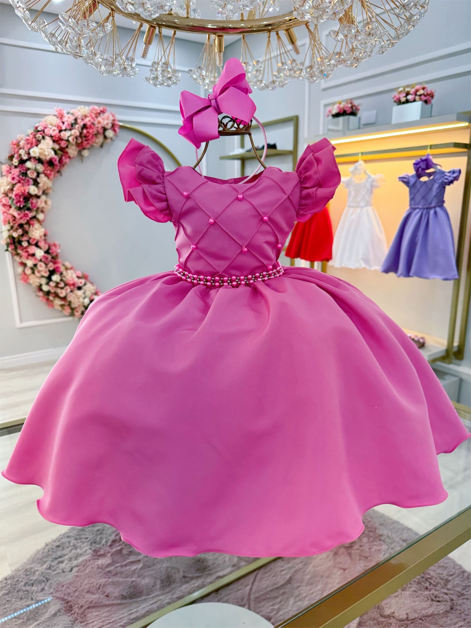 Vestido de Festa Infantil Rosa Coração