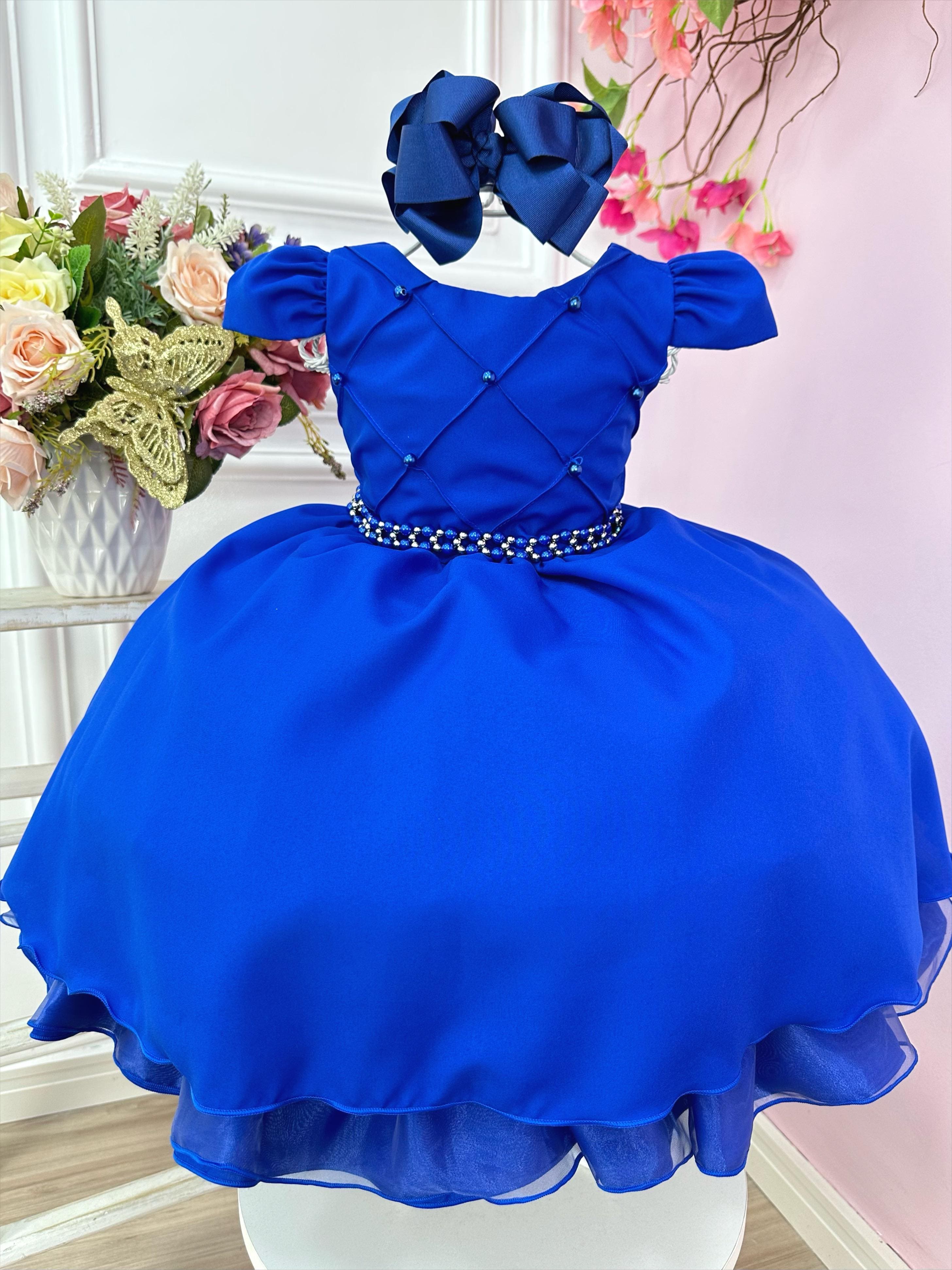 Vestido Festa Infantil Azul Royal