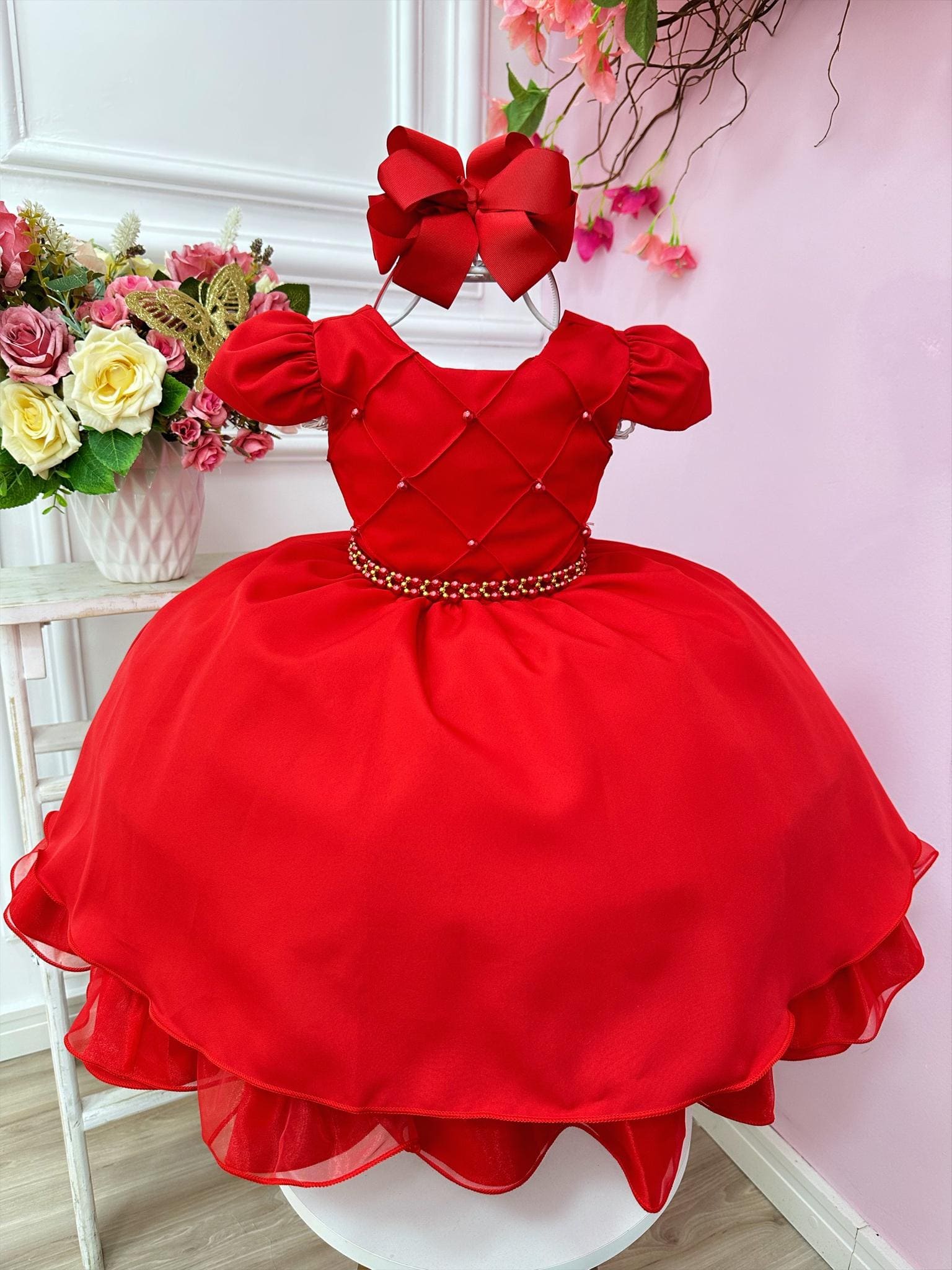 Vestido Festa Infantil Vermelho