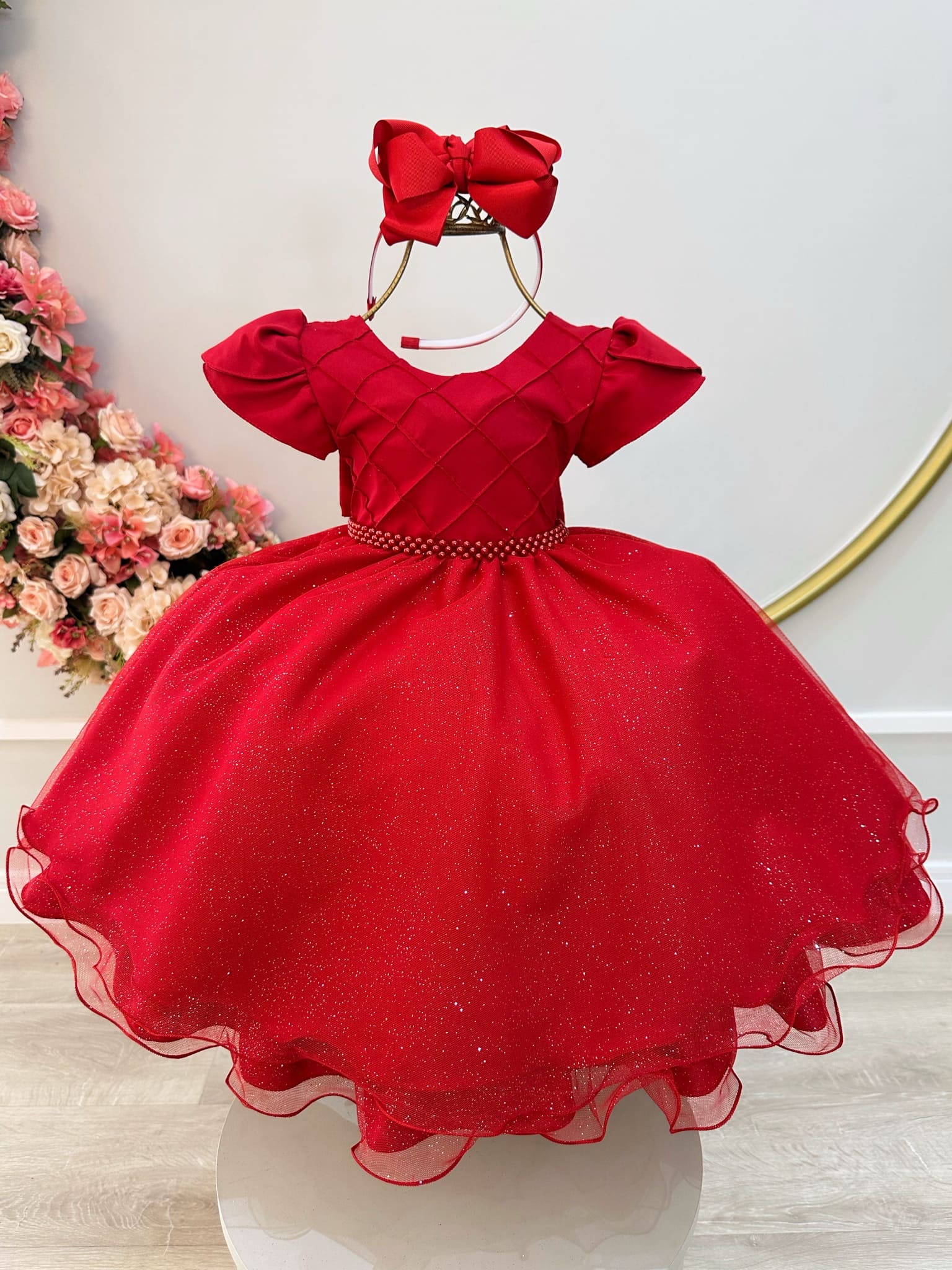 Vestido Festa Infantil Vermelho Cereja