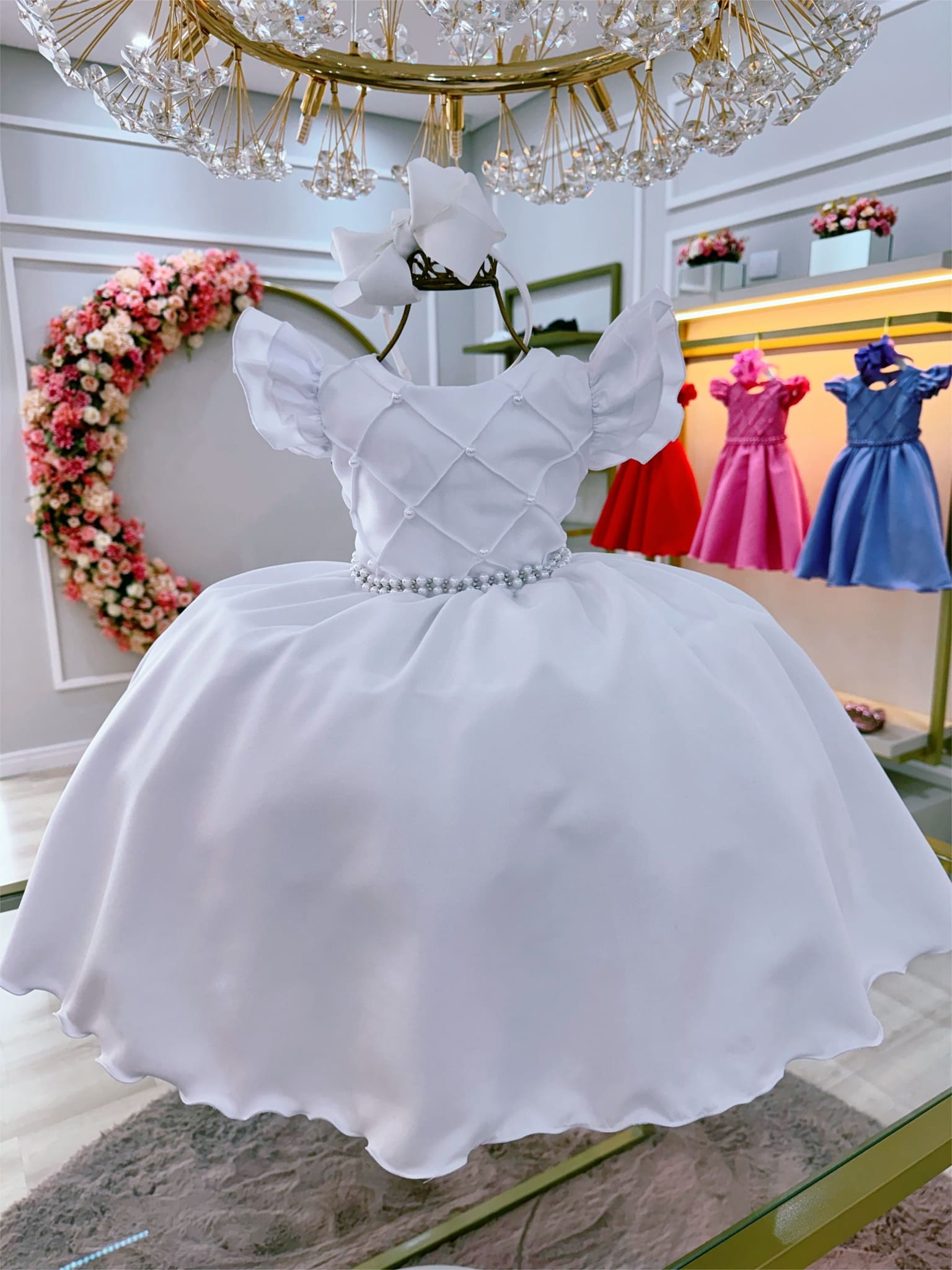 Vestido Infantil Branco Nervura Coração