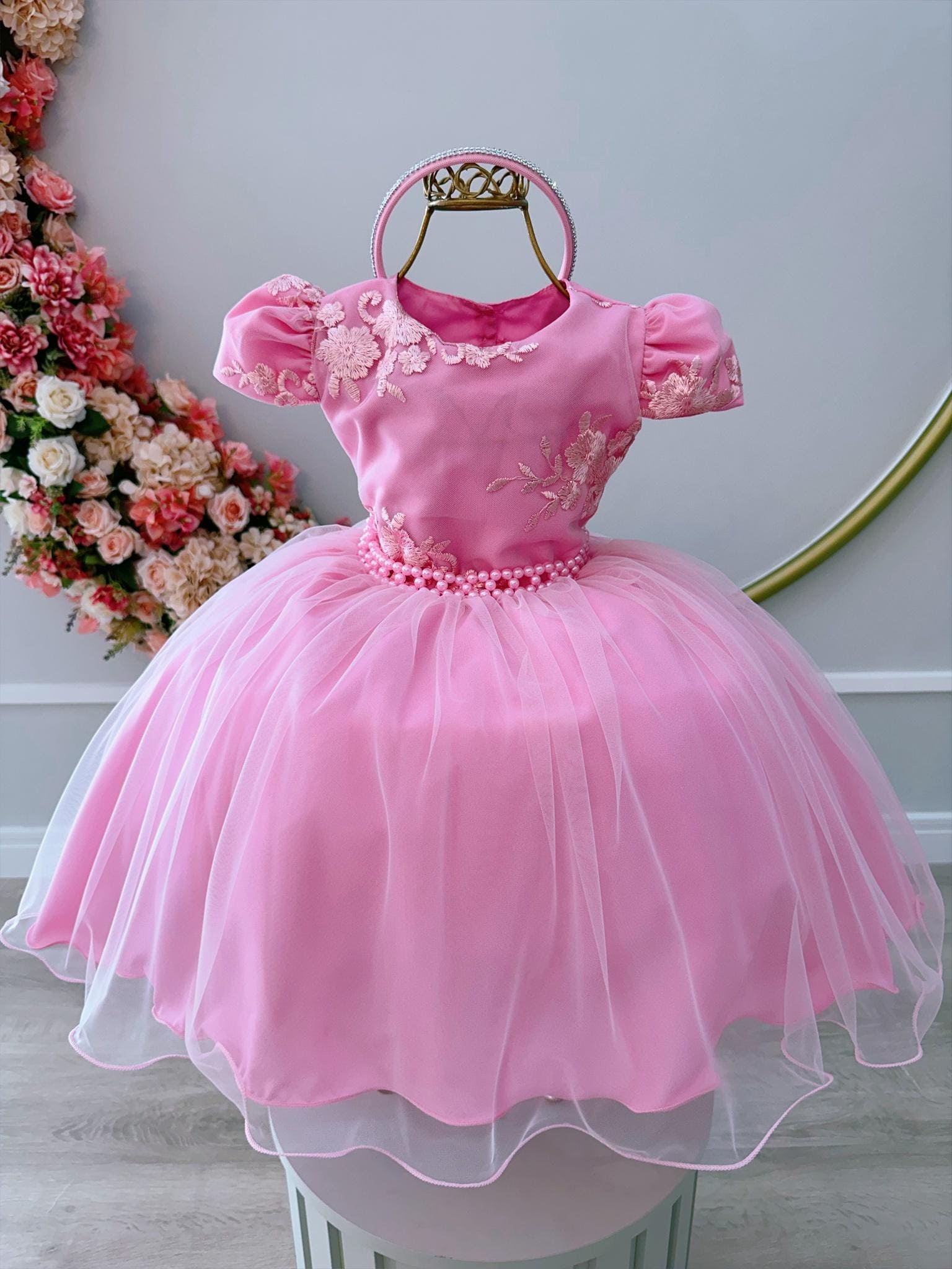 Vestido Infantil Rosa Aurora