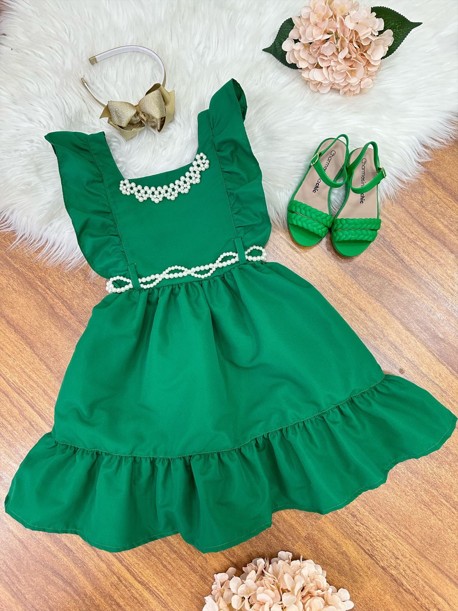 Vestido Infantil Verde Casual