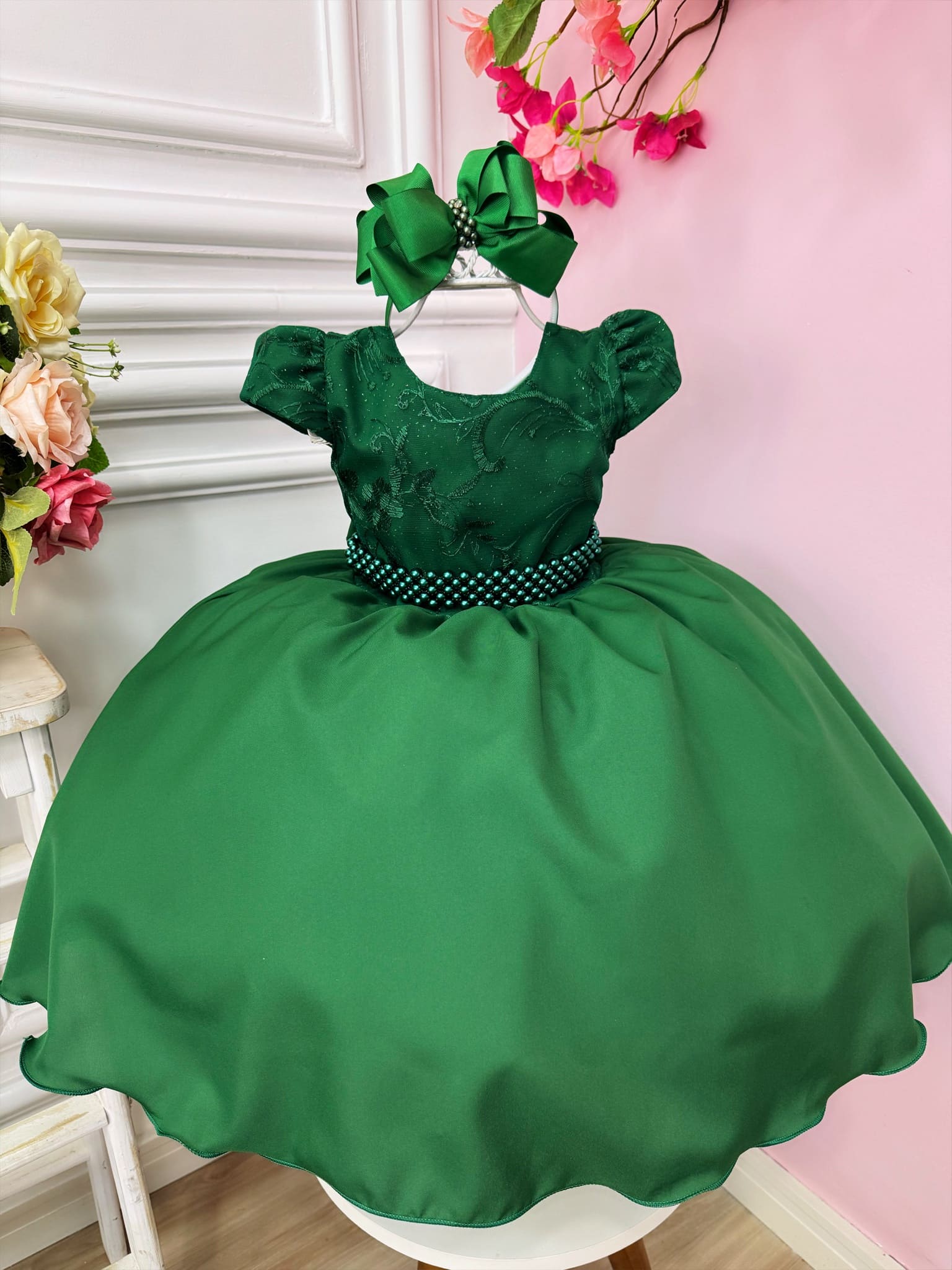 Vestido Infantil Verde Princesa