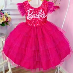 Vestido infantil de Festa para Tema Barbie Luxo