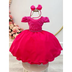 Vestido de Festa Infantil Rosa Chiclete Pink