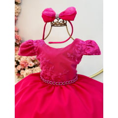 Vestido de Festa Infantil Rosa Chiclete Pink