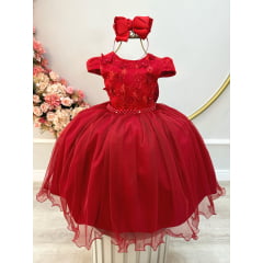 Vestido de Festa Infantil Vermelho Coração