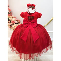 Vestido de Festa Infantil Vermelho Coração