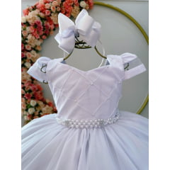 Vestido Festa Infantil Branco Longo Dama