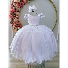 Vestido Festa Infantil Branco Longo Dama