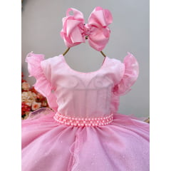 Vestido Festa Infantil Rosa Glitter