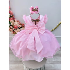 Vestido Festa Infantil Rosa Glitter