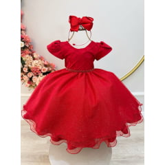 Vestido Festa Infantil Vermelho Cereja