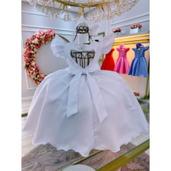 Vestido Infantil Branco Nervura Coração