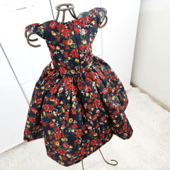 VESTIDO INFANTIL CASUAL FLORAL PRETO