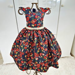 VESTIDO INFANTIL CASUAL FLORAL PRETO