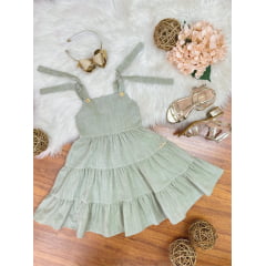 Vestido Infantil Verde Boho Princesa