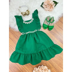 Vestido Infantil Verde Casual