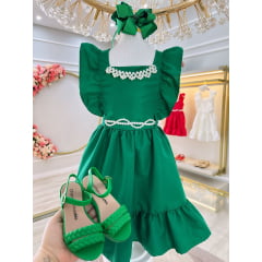 Vestido Infantil Verde Casual