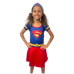 Vestido Menina Festa Fantasia Infantil Supergirl Com Tiara Festas