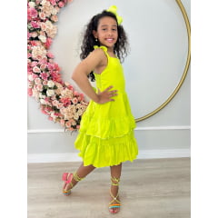 Vestido Infantil Casual Verde Neon