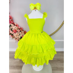 Vestido Infantil Casual Verde Neon