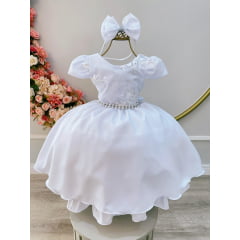 Vestido Branco Infantil Batismo Dama Formatura