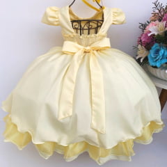 Vestido de Festa Infantil Amarelo Luxo