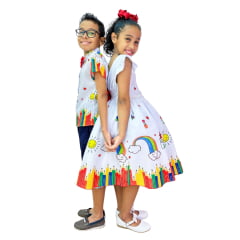 Vestido de Festa Infantil Aquarela Slime Pintando o Sete Formatura Aniversario