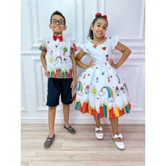 Vestido de Festa Infantil Aquarela Slime Pintando o Sete Formatura Aniversario