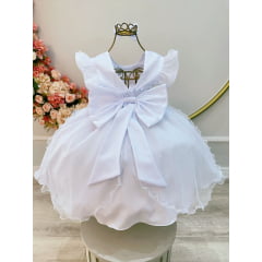 Vestido de Festa Infantil Compatível Batismo Daminha Branco