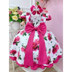 Vestido de Festa Infantil Floral Pink