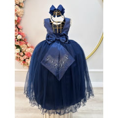 Vestido de Festa Infantil Longo Azul Marinho