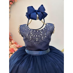 Vestido de Festa Infantil Longo Azul Marinho