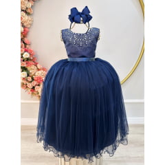 Vestido de Festa Infantil Longo Azul Marinho