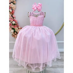 Vestido de Festa Infantil Longo Formatura Dama Rosa