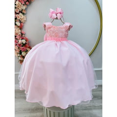 Vestido de Festa Infantil Longo Rosa