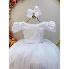 Vestido de Festa Infantil Luxo Branco Longo