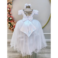 Vestido de Festa Infantil Luxo Branco Longo