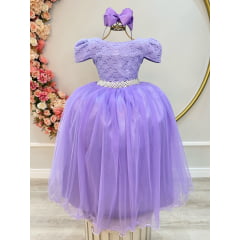 Vestido de Festa Infantil Luxo Lilas Longo