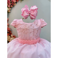 Vestido de Festa Infantil Luxo Rosa Longo