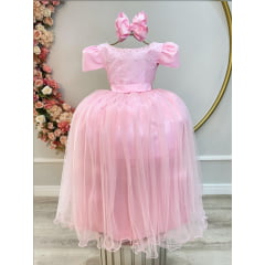 Vestido de Festa Infantil Luxo Rosa