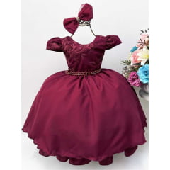 Vestido de Festa Infantil Marsala