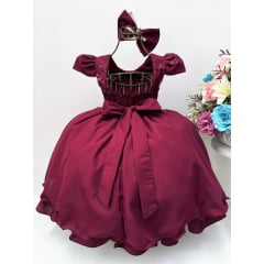 Vestido de Festa Infantil Marsala