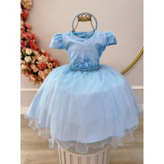 Vestido de Festa Infantil Moderno Daminha Azul Claro