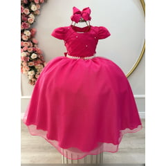 Vestido de Festa Infantil Pink Longo Luxo