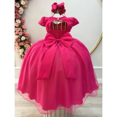 Vestido de Festa Infantil Pink Longo Luxo